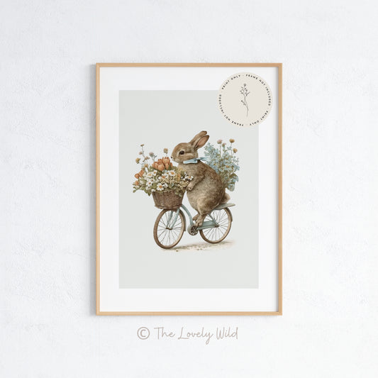 Cycling Bunny Rabbit On A Bike - Premium Matte Paper Poster