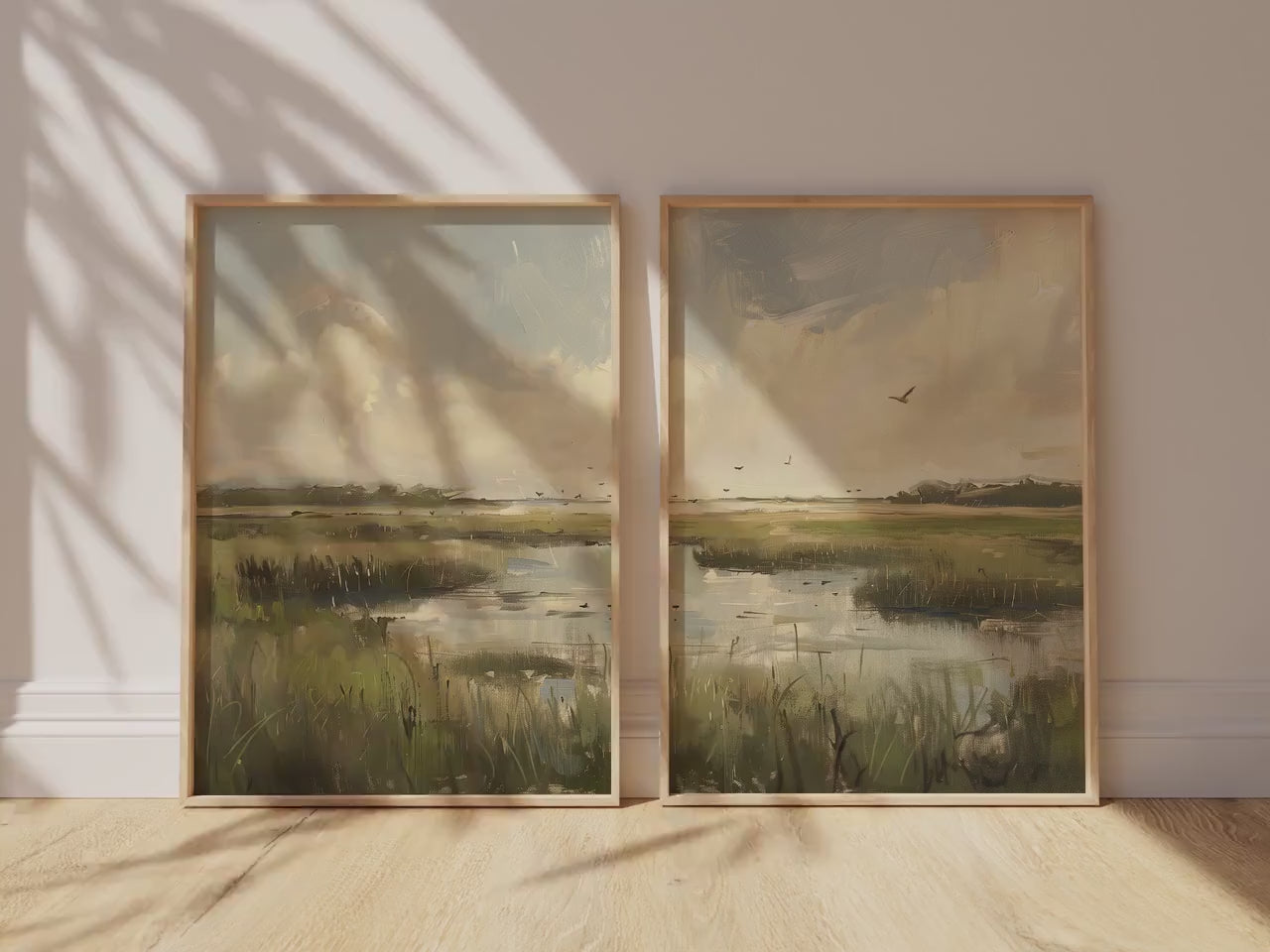 Marshland Landscape, Wetlands Oil Painting Art Print Swamp Illustration, Beautiful Marsh, Wildlife Habitat Digital Download Nature Wall Art