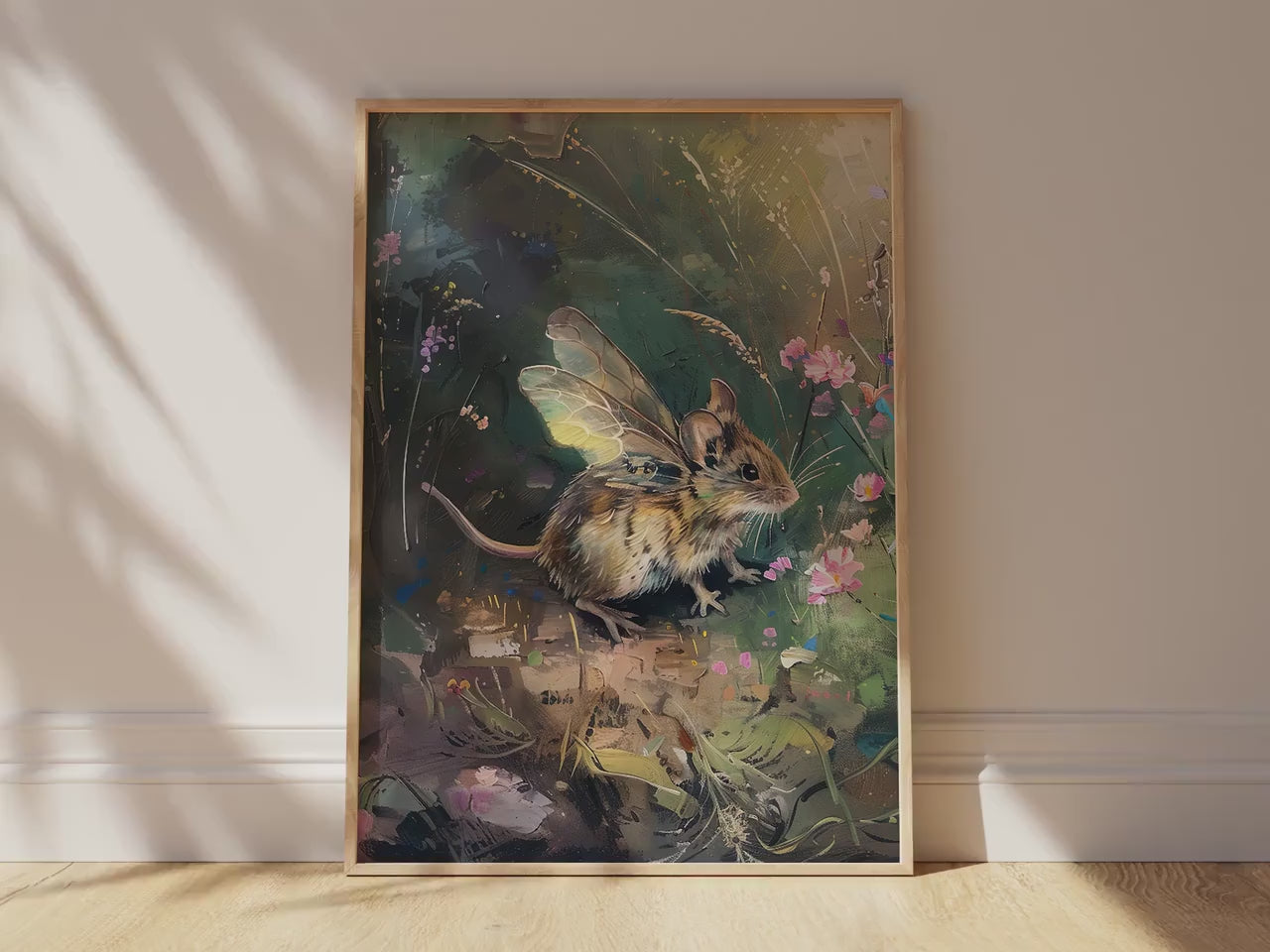 Fairy Field Mouse Floral Printable Softness Art Print Cottagecore Nursery Decor Countryside Wildlife Art Fairycore Fantasy Digital Download