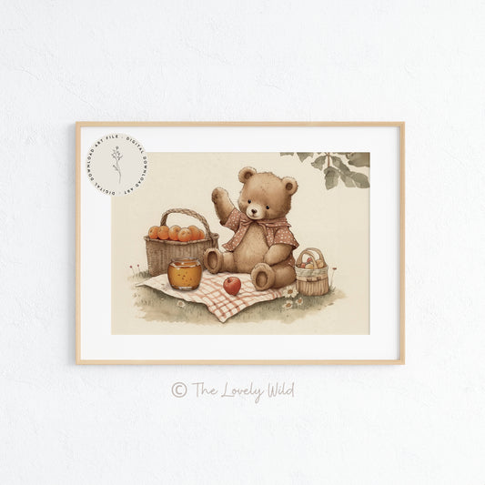 Cute Teddy Bear Picnic - Printable Digital Art