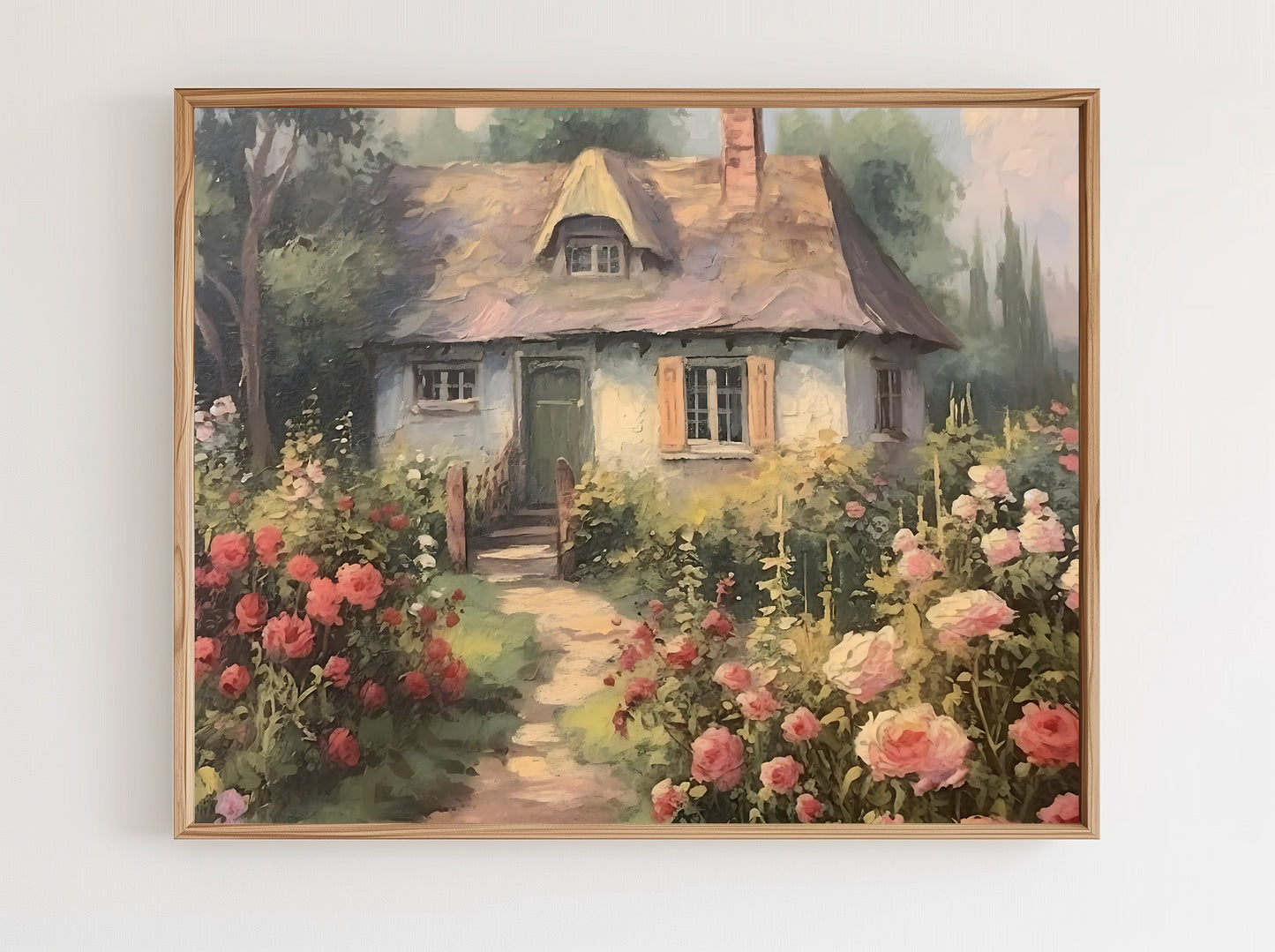 English Rose Cottage - Printable Digital Art